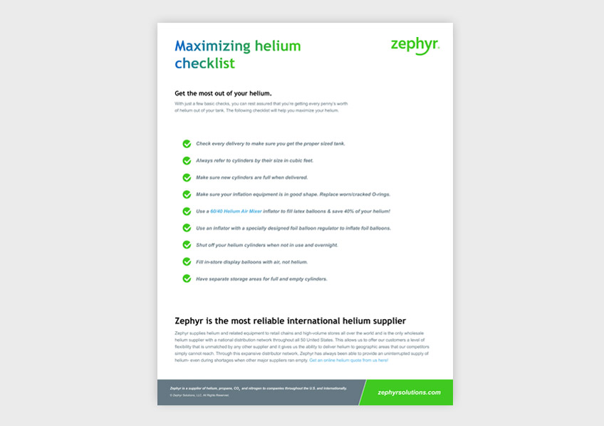 Checklist for Maximizing Helium | Zephyr Solutions