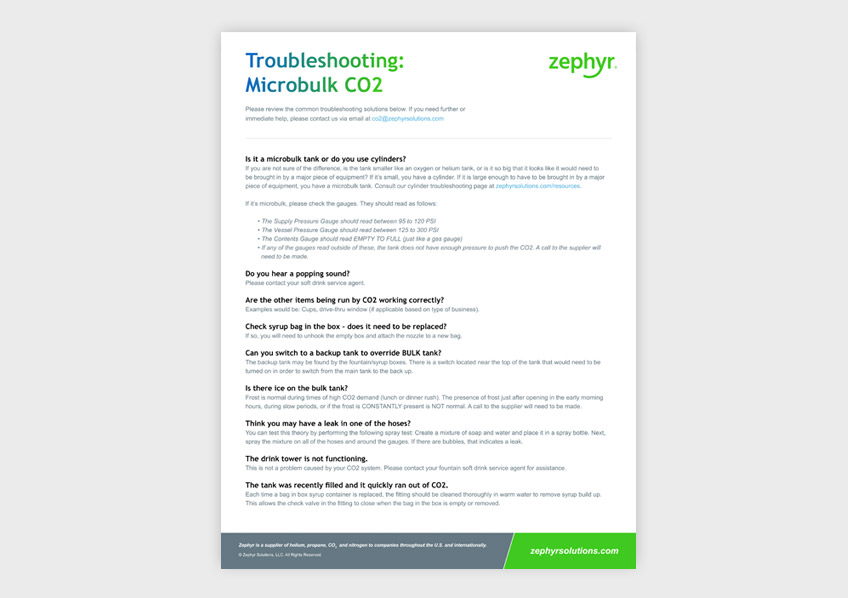 Troubleshooting Microbulk CO2 | Zephyr Solutions